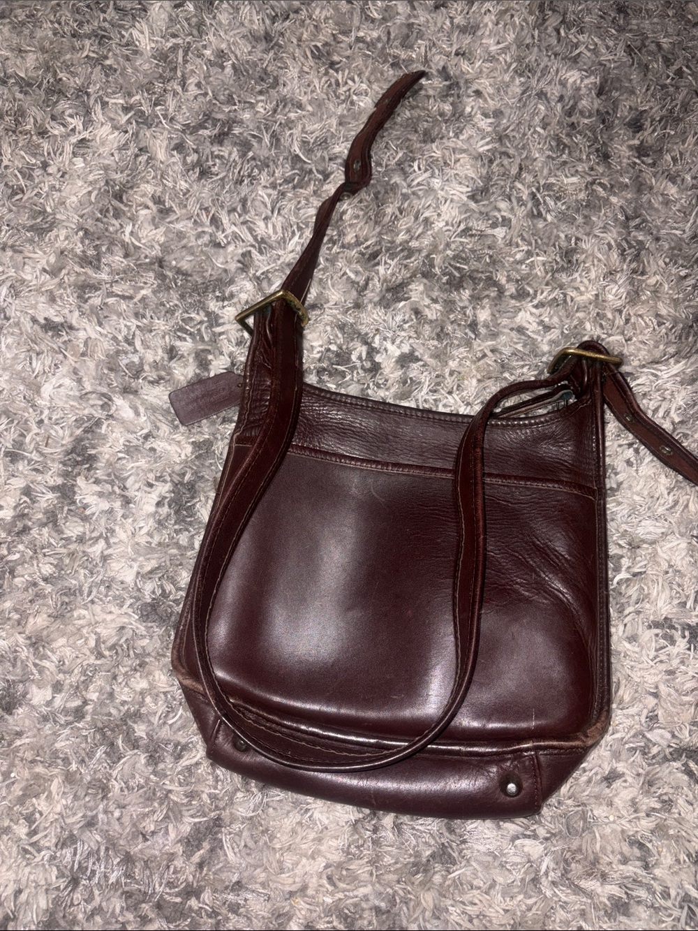 Vintage Coach Legacy 9966 Zip Saddle Bag . Brass Hardware. Mahogany Brown.